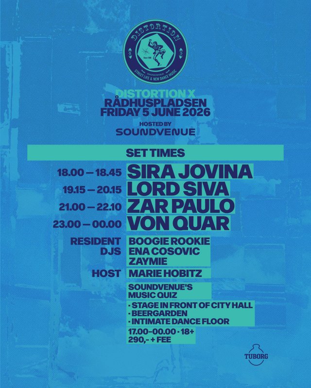 Distortion X Rådhuspladsen - lineup.
